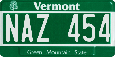 VT license plate NAZ454
