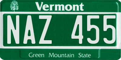 VT license plate NAZ455