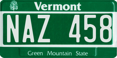 VT license plate NAZ458