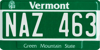 VT license plate NAZ463