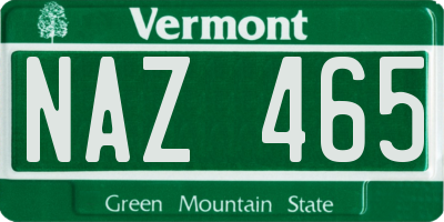 VT license plate NAZ465