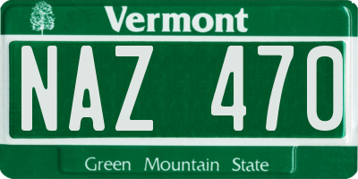 VT license plate NAZ470