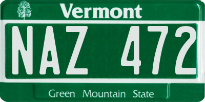 VT license plate NAZ472