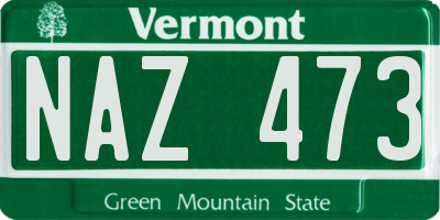 VT license plate NAZ473