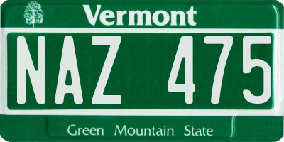 VT license plate NAZ475