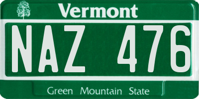 VT license plate NAZ476