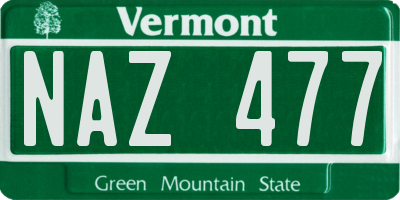 VT license plate NAZ477