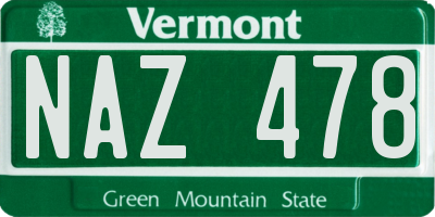 VT license plate NAZ478