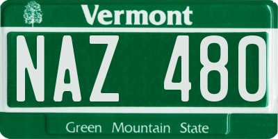 VT license plate NAZ480