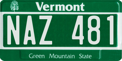 VT license plate NAZ481