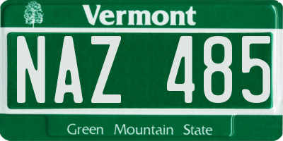 VT license plate NAZ485