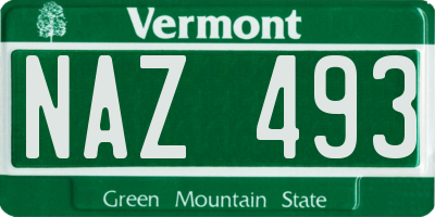 VT license plate NAZ493