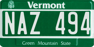 VT license plate NAZ494