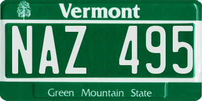 VT license plate NAZ495