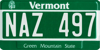 VT license plate NAZ497