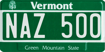 VT license plate NAZ500