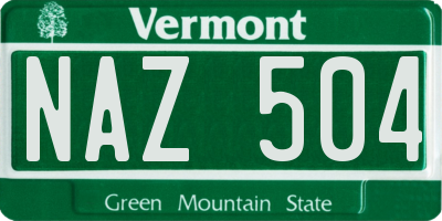 VT license plate NAZ504