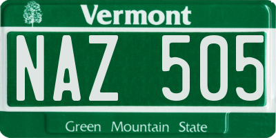 VT license plate NAZ505