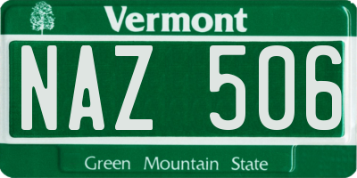 VT license plate NAZ506