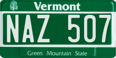 VT license plate NAZ507