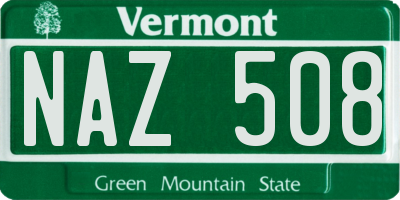 VT license plate NAZ508