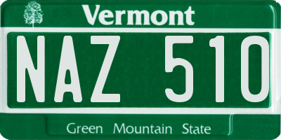 VT license plate NAZ510