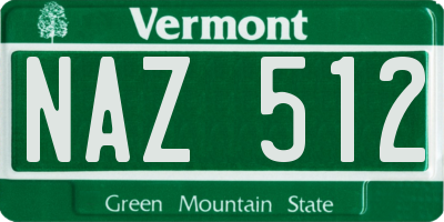 VT license plate NAZ512