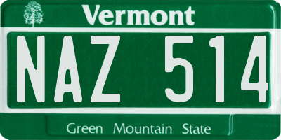 VT license plate NAZ514