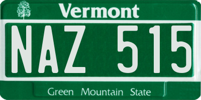 VT license plate NAZ515