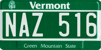 VT license plate NAZ516