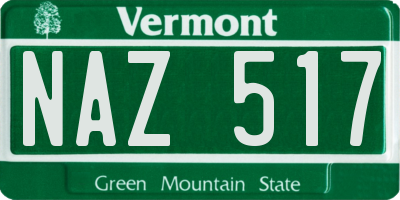 VT license plate NAZ517
