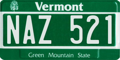 VT license plate NAZ521