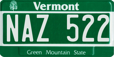 VT license plate NAZ522