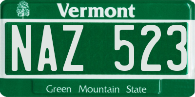 VT license plate NAZ523