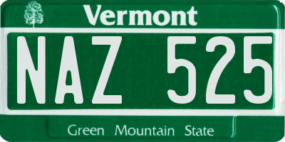 VT license plate NAZ525