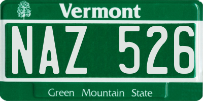 VT license plate NAZ526