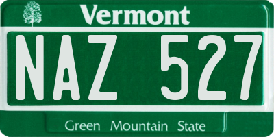 VT license plate NAZ527