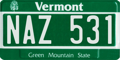 VT license plate NAZ531