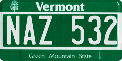 VT license plate NAZ532