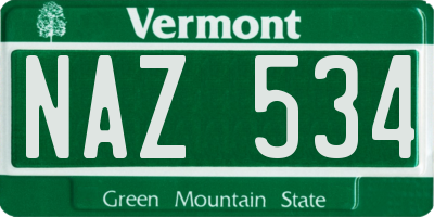 VT license plate NAZ534