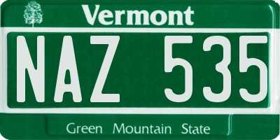 VT license plate NAZ535