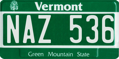 VT license plate NAZ536