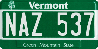 VT license plate NAZ537