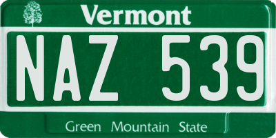 VT license plate NAZ539