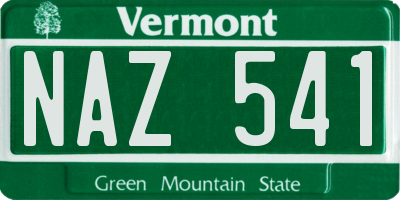 VT license plate NAZ541
