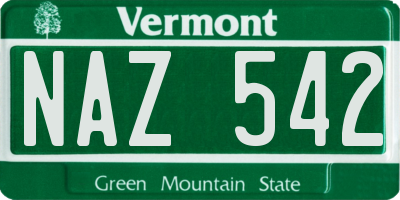 VT license plate NAZ542