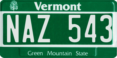 VT license plate NAZ543