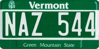 VT license plate NAZ544