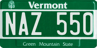 VT license plate NAZ550