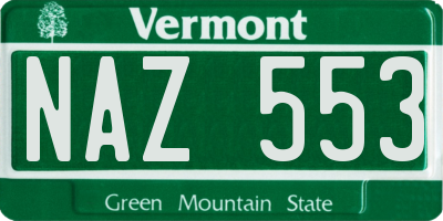 VT license plate NAZ553